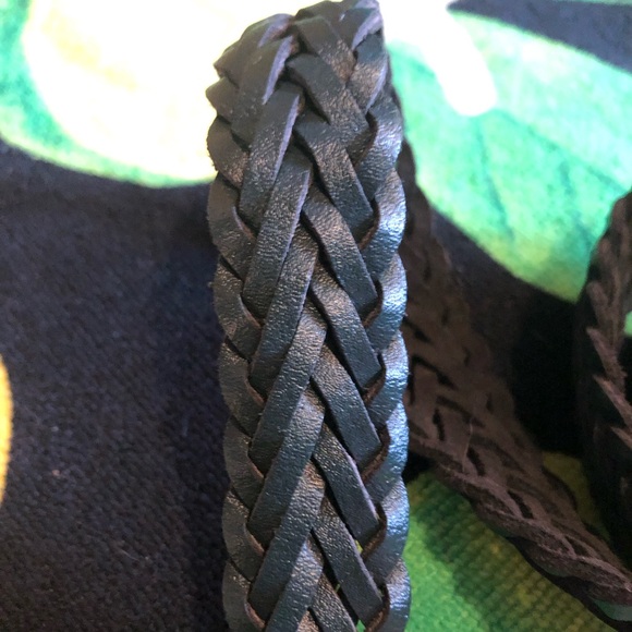 Vtg 80s/90s Capezio Genuine Leather Tipped Woven Western Belt - Picture 5 of 7